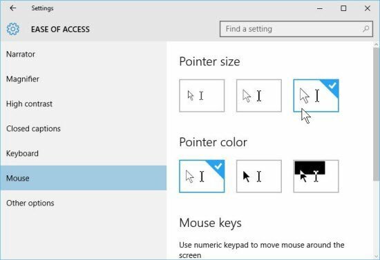 Windows 10 Συμβουλή: Αυξήστε το μέγεθος και το χρώμα του δείκτη του ποντικιού