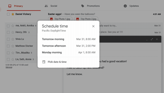Προγραμματίστε το χρόνο εργασίας του Gmail Desktop