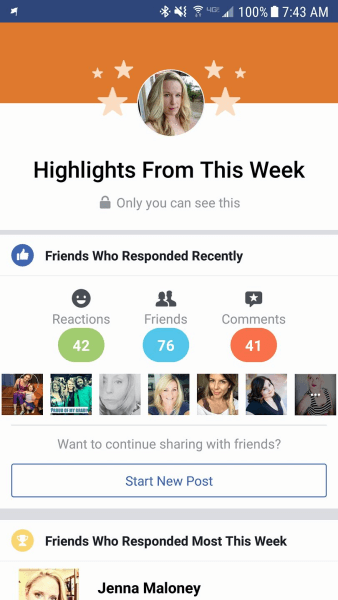 Το Facebook μοιράζεται τον λογαριασμό χρήστη "Highlights" για επιλεγμένα προσωπικά προφίλ.