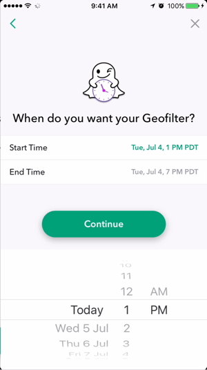 Επιλέξτε μια ημερομηνία και ώρα για να είναι ενεργό το geofilter του Snapchat.