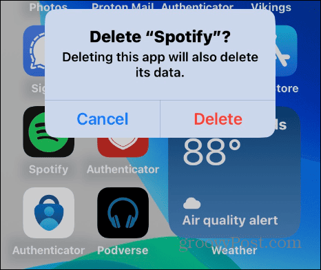 Διαγράψτε την εφαρμογή Spotify στο iPhone