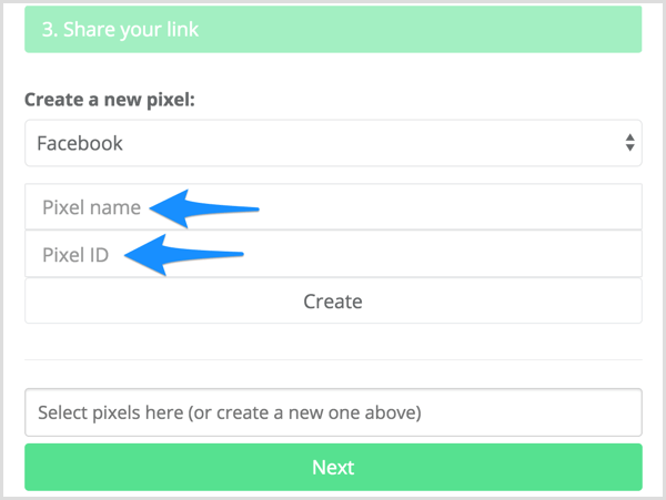 Εισαγάγετε το όνομα pixel και το αναγνωριστικό pixel στο Meteor.link.
