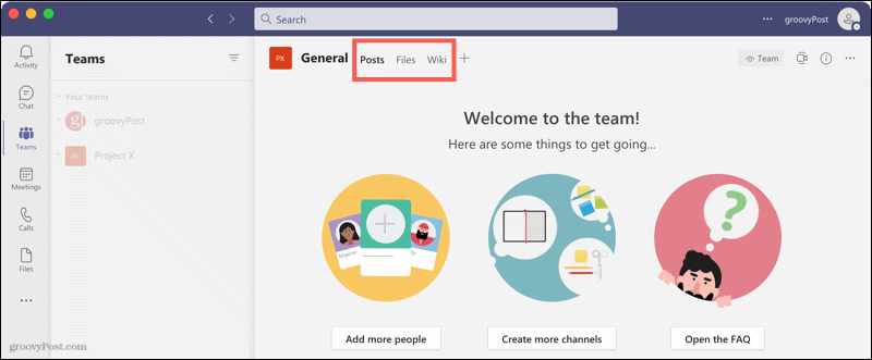 Καρτέλες στο Microsoft Teams