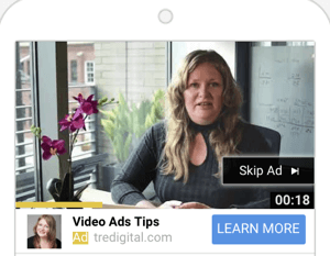 Πώς να ρυθμίσετε μια καμπάνια διαφημίσεων YouTube, βήμα 6, επιλέξτε μια μορφή διαφήμισης YouTube, παράδειγμα διαφημίσεων TrueView
