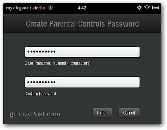 Δημιουργία κωδικού πρόσβασης γονικού ελέγχου
