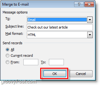 επιβεβαιώστε και κάντε κλικ στο ok για να στείλετε μαζικό μήνυμα ηλεκτρονικού ταχυδρομείου εξατομικευμένων μηνυμάτων ηλεκτρονικού ταχυδρομείου