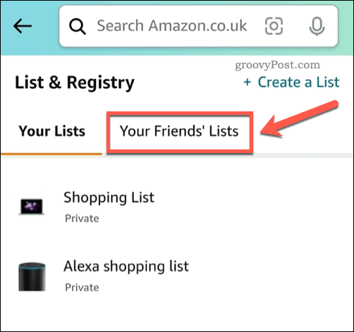 Δείτε λίστες επιθυμιών φίλων στην εφαρμογή Amazon
