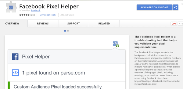 Εγκαταστήστε το Facebook Pixel Helper για να ελέγξετε ότι η παρακολούθηση σας λειτουργεί.