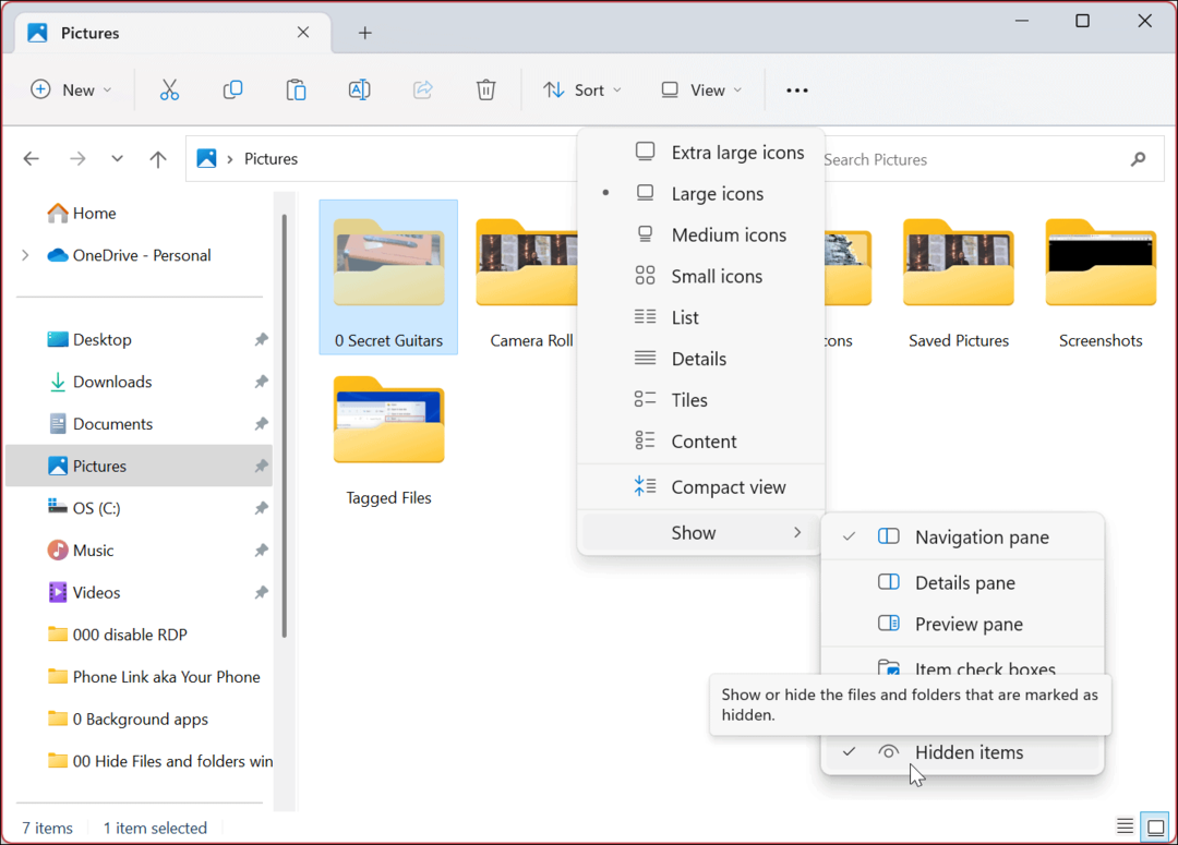 Απόκρυψη αρχείων και φακέλων στα Windows 11
