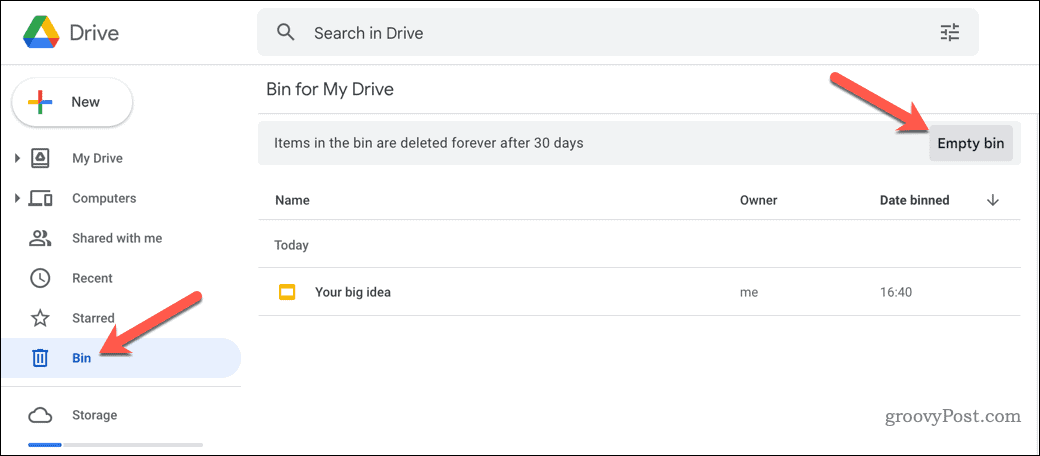 Αδειάστε τον κάδο του Google Drive