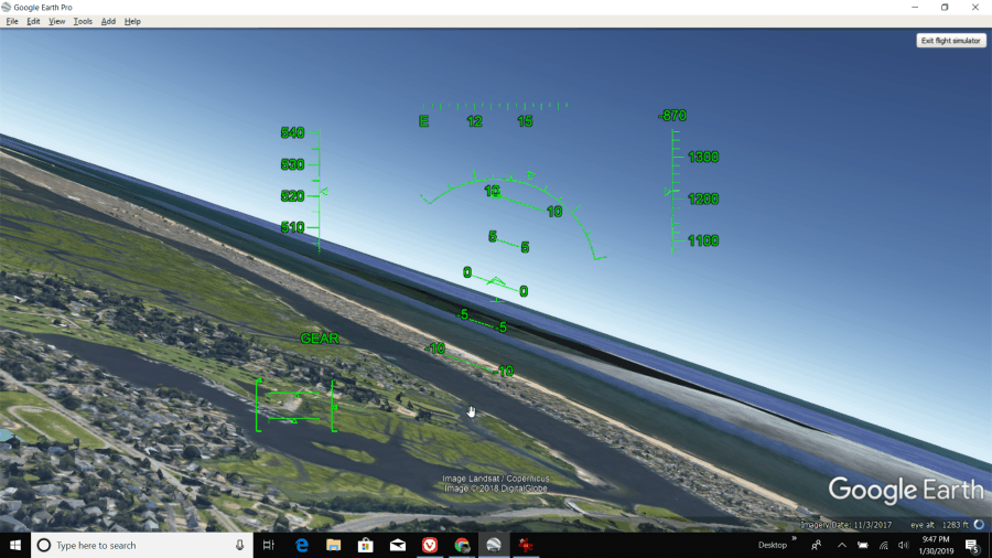 Google Earth simulator πτήσης