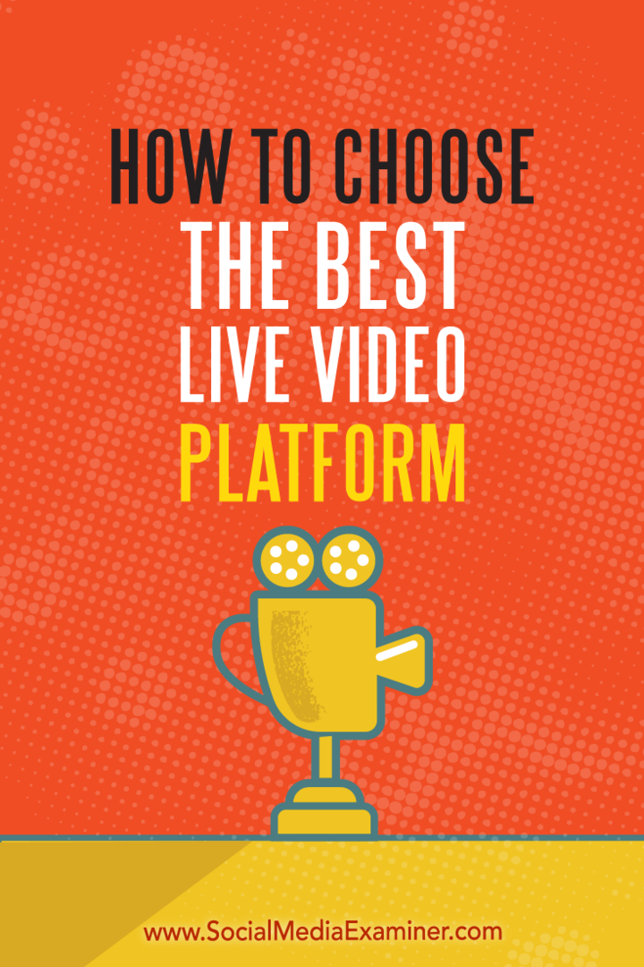 Πώς να επιλέξετε την καλύτερη πλατφόρμα ζωντανών βίντεο: Social Media Examiner