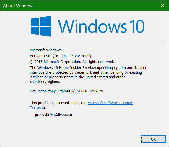 Windows 10 Προεπισκόπηση 14342