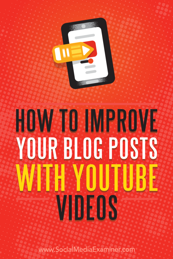 Πώς να βελτιώσετε τις αναρτήσεις ιστολογίου σας με βίντεο YouTube από την Ana Gotter στο Social Media Examiner.