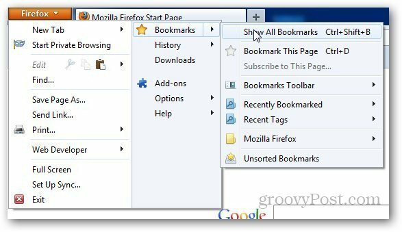 Ανάκτηση Σελιδοδεικτών Firefox 1