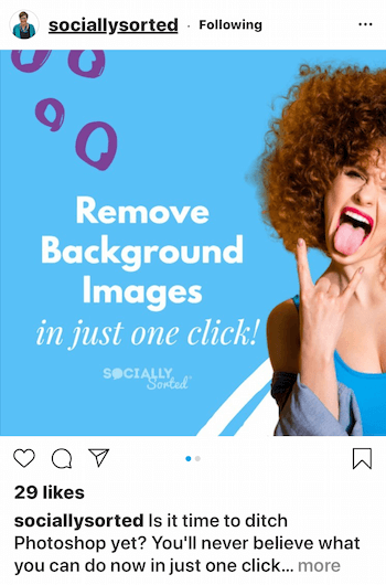 Κοινωνικά ταξινομημένη ανάρτηση Instagram με φωτεινή γραμματοσειρά σε πιο σκούρο φόντο