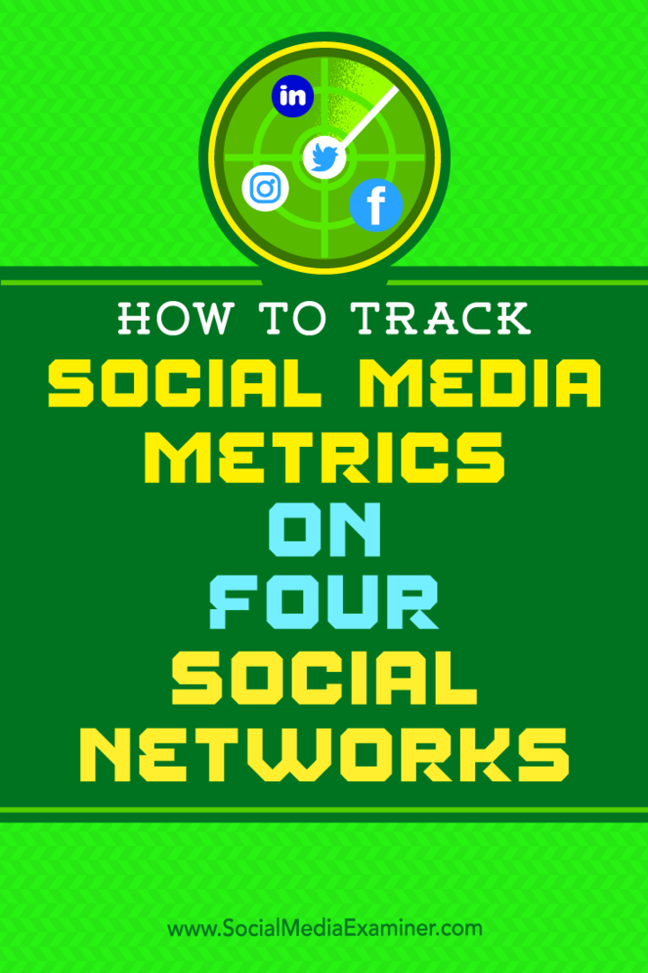 Πώς να παρακολουθείτε τις μετρήσεις κοινωνικών μέσων σε τέσσερα κοινωνικά δίκτυα από τον Joe Griffin στο Social Media Examiner.