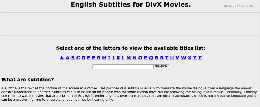 Αγγλικοί υπότιτλοι για την αρχική σελίδα ταινιών divx