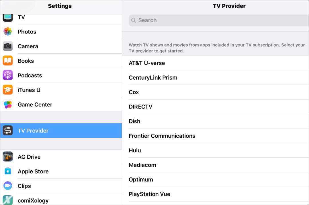 Τηλεόραση Provider iOS