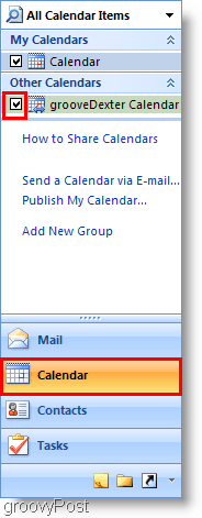 Στιγμιότυπο οθόνης του Outlook 2007 - Προσθήκη 2ου ημερολογίου