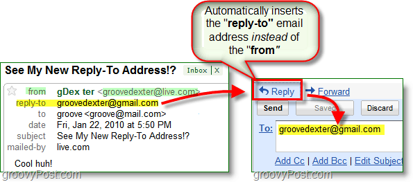 όταν ρυθμίζετε μια διεύθυνση ηλεκτρονικού ταχυδρομείου απάντησης, στέλνει όλες τις απαντήσεις στην εναλλακτική σας διεύθυνση