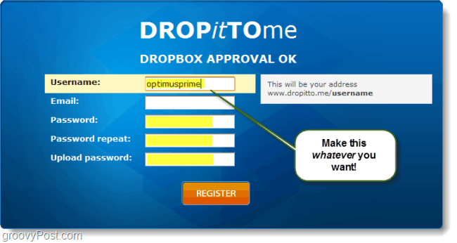 δημιουργήστε μια διεύθυνση URL μεταφόρτωσης dropbox