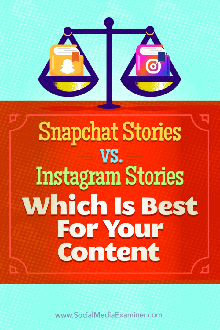 Snapchat Stories εναντίον Ιστορίες Instagram: Ποιο είναι το καλύτερο για το περιεχόμενό σας: Social Media Examiner