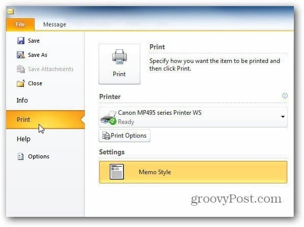 Outlook 2010: Εκτυπώστε μόνο μία σελίδα ενός μηνύματος