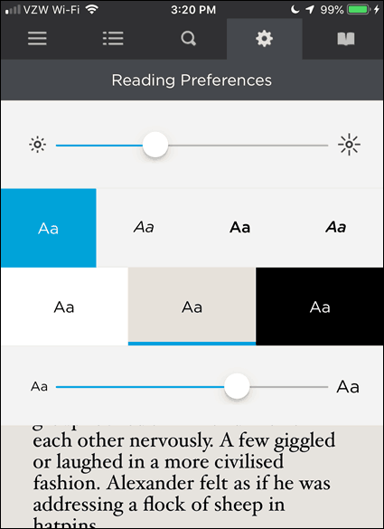 Προτιμήσεις ανάγνωσης στο BookFusion για iOS