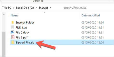 Άνοιγμα αρχείου zip στα Windows 10