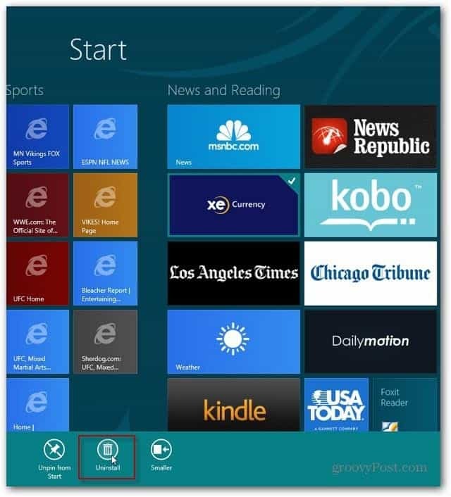 Πώς να απεγκαταστήσετε μια εφαρμογή των Windows 8
