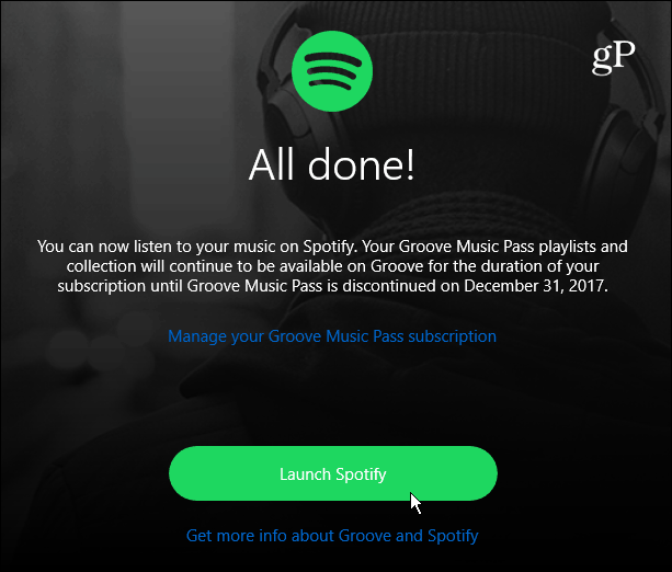 5 Μετακινήστε το Finished Launch Spotify