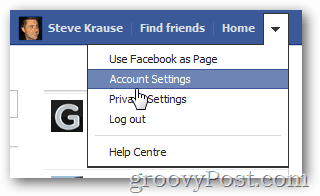 facebook κάντε κλικ στις ρυθμίσεις λογαριασμού