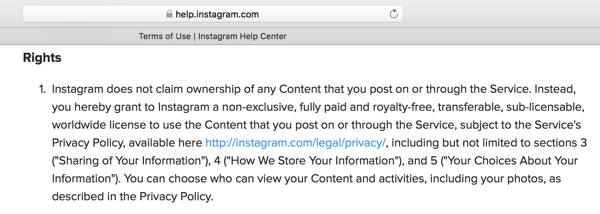 Οι Όροι Χρήσης του Instagram περιγράφουν την άδεια που παραχωρείτε στην πλατφόρμα για το περιεχόμενό σας.