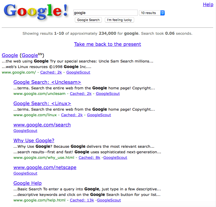 Παρασκευή Διασκέδαση: Επιστροφή στο Web 1.0 από Googling "Google το 1998"