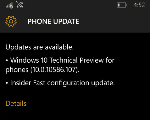 Προεπισκόπηση των Windows 10 Mobile Insider Κατασκευάστηκε το 10586.107 και το Ring Preview Preview