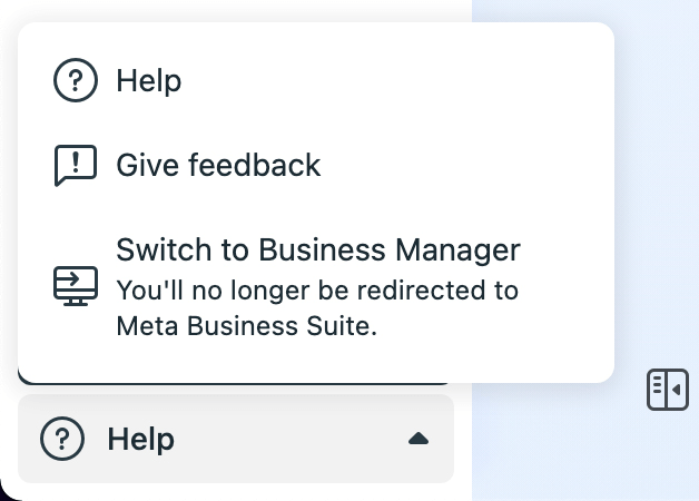 εικόνα της επιλογής Switch to Business Manager στο Meta Business Suite