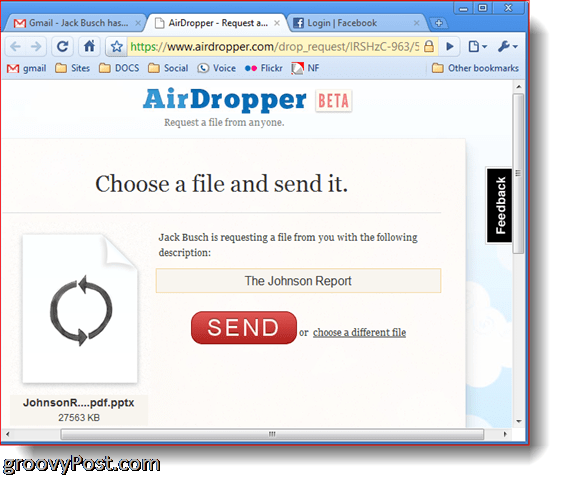 AirDropper Dropbox - Επιλέξτε αρχείο για αποστολή