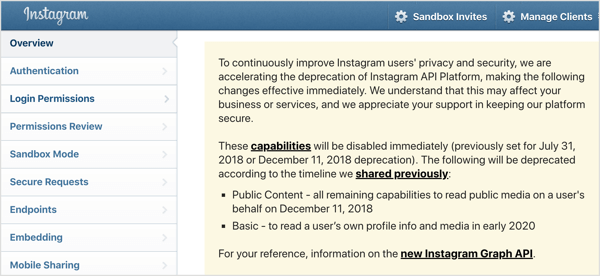 Το Instagram έχει εισαγάγει ορισμένες αλλαγές API νωρίτερα από το αναμενόμενο.