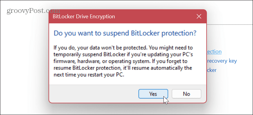Απενεργοποίηση ή αναστολή του BitLocker 