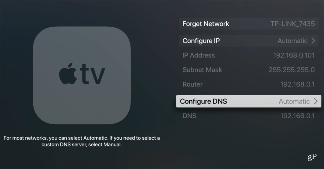 Πώς να αλλάξετε τη ρύθμιση DNS στην Apple TV σας