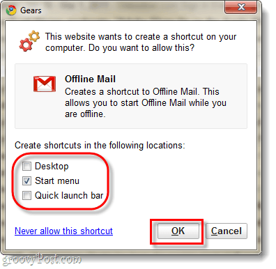 δημιουργήστε μια συντόμευση εκτός σύνδεσης για το gmail