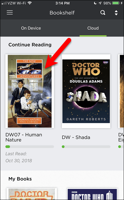 Αγγίξτε ένα βιβλίο για να το κατεβάσετε στο BookFusion στη συσκευή σας iOS