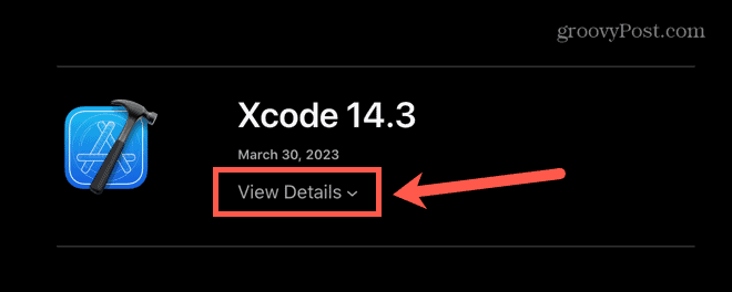 λεπτομέρειες προβολής xcode