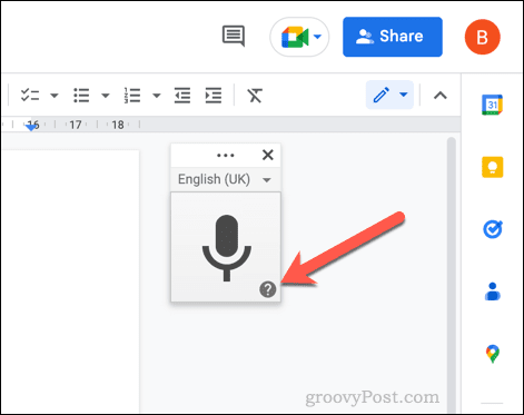 Κουμπί βοήθειας για τη φωνητική πληκτρολόγηση των Εγγράφων Google