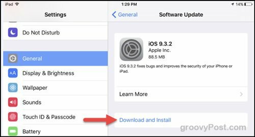 apple iOS 9.3.2 ενημερώστε την ενημερωμένη έκδοση κώδικα ασφαλείας
