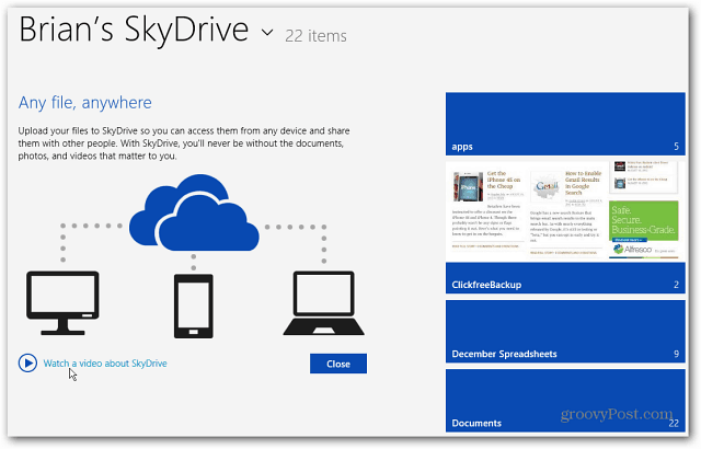 Νέα οθόνη έναρξης SkyDrive