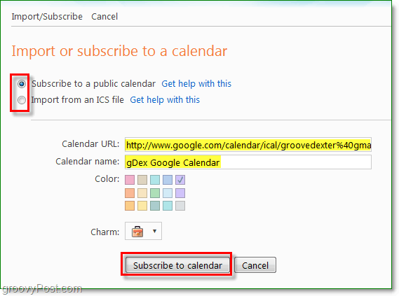 να εισαγάγετε ή να εγγραφείτε ή να προσθέσετε ημερολόγιο στα Windows Live