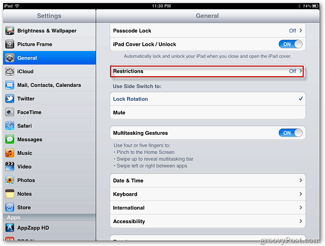 iOS Enable Restrictions