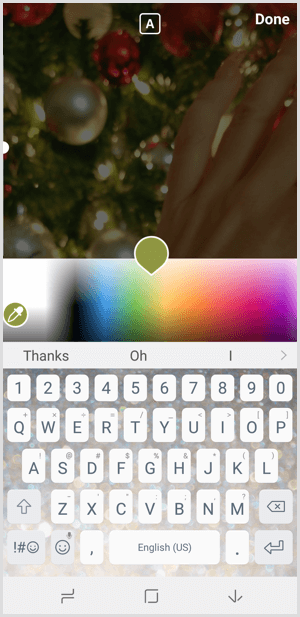 Οι ιστορίες του Instagram επιλέγουν το χρώμα κειμένου από την παλέτα
